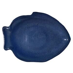 Vintage Handmade Studio Art Pottery Blue Decorative Fish Plate Artist Signed 94
